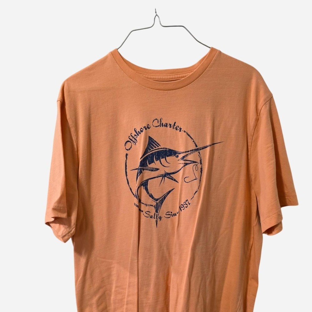 IZOD orange graphic t-shirt with marlin fishing design 🎣 Coastal fishing